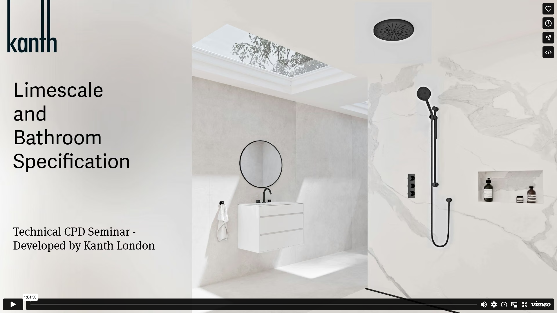 Limescale and Bathroom Specification — Digital CPD preview showing Vimeo player